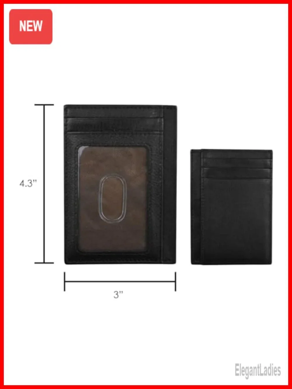Genuine Leather Slim RFID Card Holder 7 Slots ID Window
